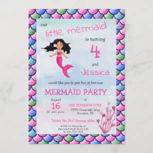 Convite de aniversário pequeno do azul do rosa da