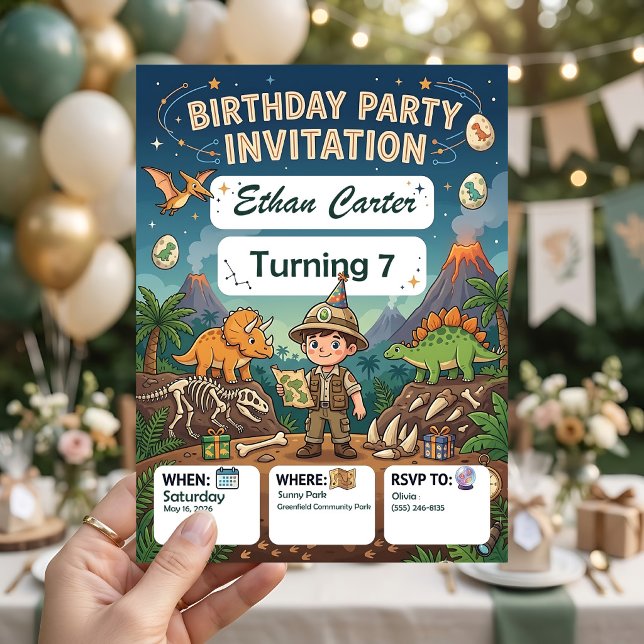 Convite de Aniversário Pequeno Explorador para Fes (Criador carregado)