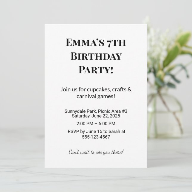 Convite de aniversário Personalizado (Em pé/Frente)