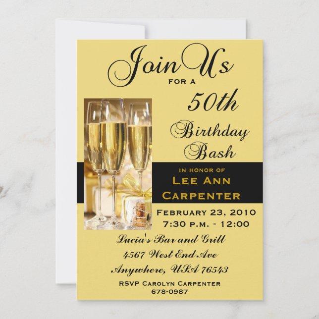 Convite de aniversário personalizado 50º (Frente)