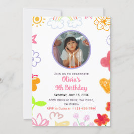 Convite de Aniversário Personalizado Amarelo e Rox