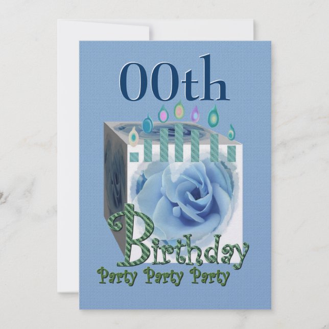 Convite de aniversário PERSONALIZADO - AZUL (Frente)