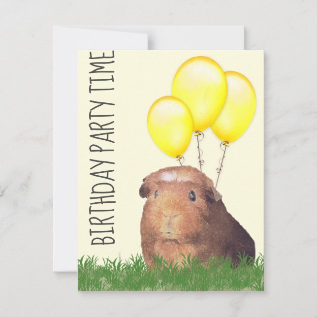Convite de Aniversário Personalizado Balões Amarel (Frente)