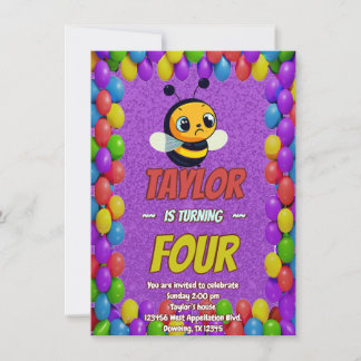 Convite de Aniversário Personalizado Bee Unique pa