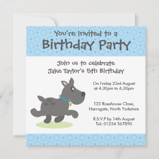 Convite de Aniversário Personalizado - Cão Negro