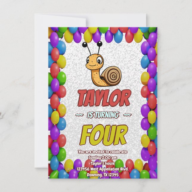Convite de Aniversário Personalizado Caracol Único (Frente)