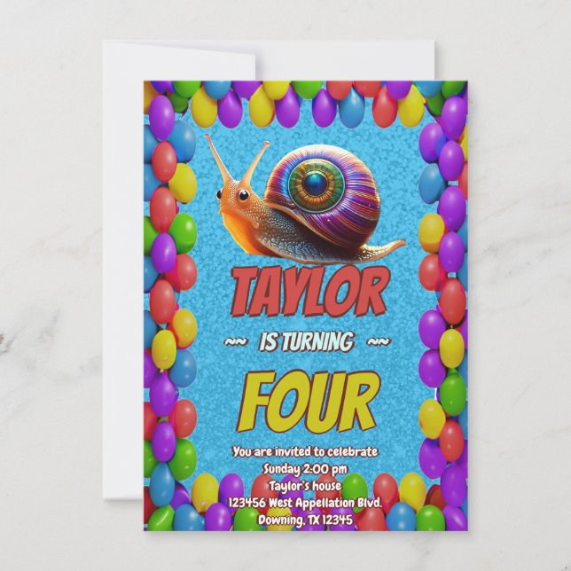 Convite de Aniversário Personalizado Caracol Único (Frente)