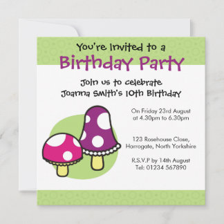 Convite de Aniversário Personalizado - Cogumelos