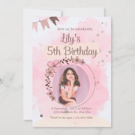 Convite de Aniversário Personalizado com Aquarela