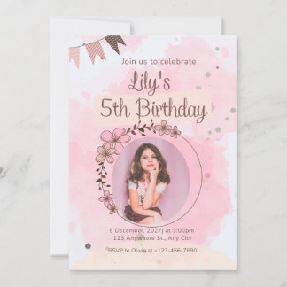 Convite de Aniversário Personalizado com Aquarela
