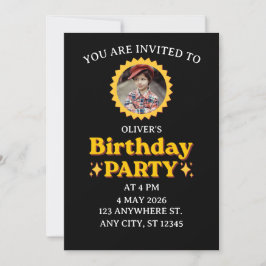 Convite de Aniversário Personalizado com Foto Retr