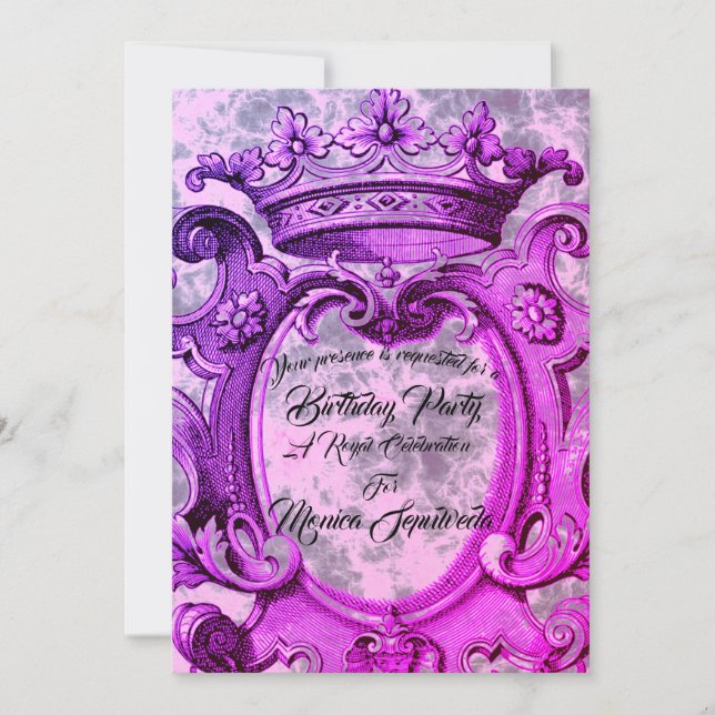 Convite de aniversário Personalizado Coroa Coroa C (Frente)
