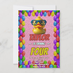 Convite de Aniversário Personalizado Cute de Pato