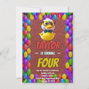 Convite de Aniversário Personalizado Cute de Pato