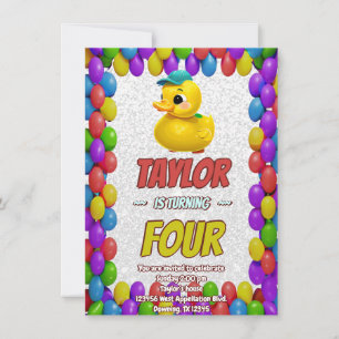 Convite de Aniversário Personalizado Cute de Pato 