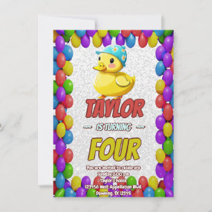 Convite de Aniversário Personalizado Cute de Pato 