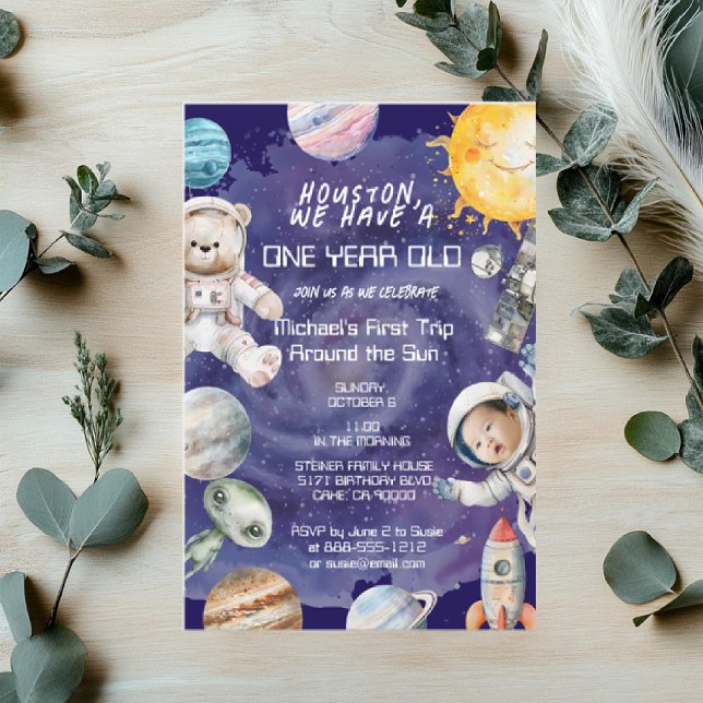 Convite de Aniversário Personalizado de Astronauta (Criador carregado)