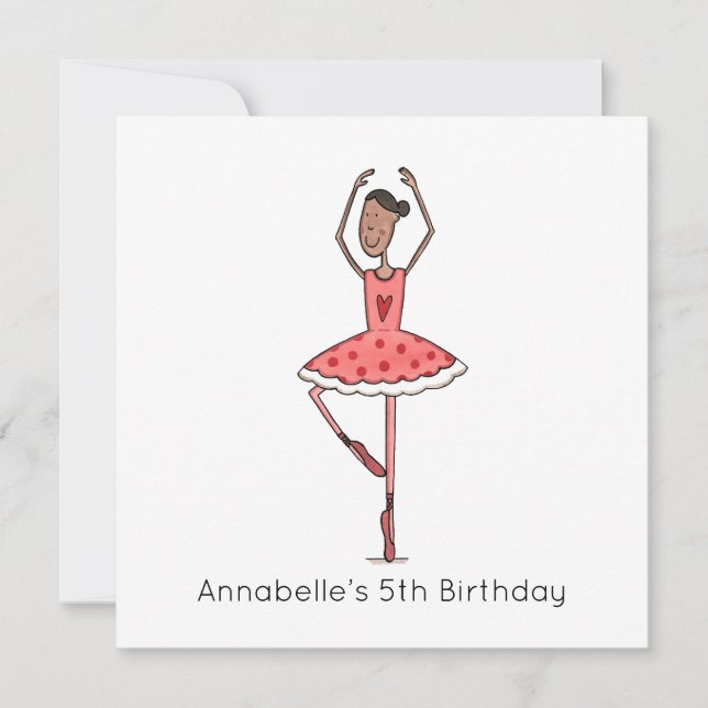 Convite de Aniversário Personalizado de Bailarina (Frente)