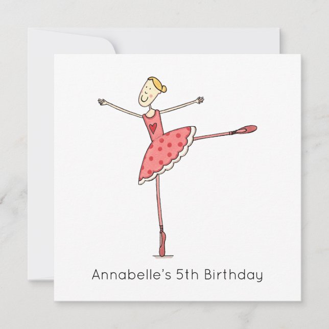 Convite de Aniversário Personalizado de Bailarina (Frente)