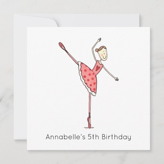 Convite de Aniversário Personalizado de Bailarina (Frente)