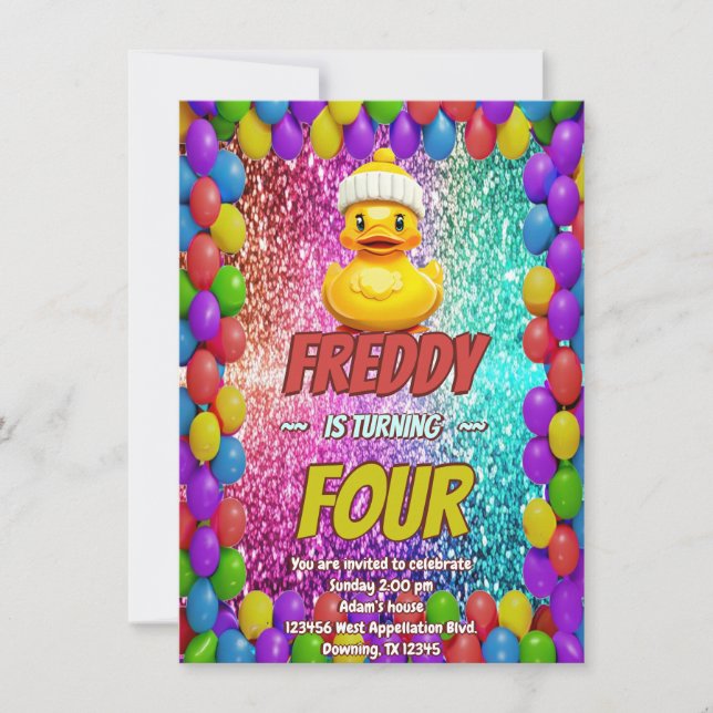 Convite de aniversário personalizado de carateres  (Frente)