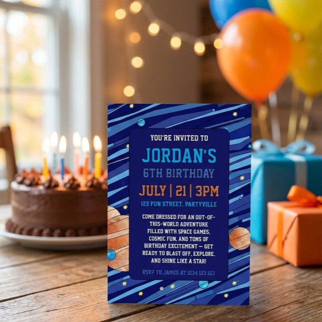 Convite de Aniversário Personalizado de Espaço Sid (Criador carregado)