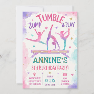 Convite de aniversário personalizado de ginástica