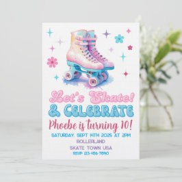 Convite de Aniversário Personalizado de Patins Ret