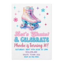 Convite de Aniversário Personalizado de Patins Ret