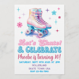 Convite de Aniversário Personalizado de Patins Ret