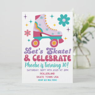 Convite de Aniversário Personalizado de Patins Ret