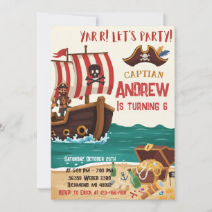 Convite de Aniversário Personalizado de Pirata