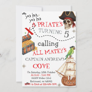 Convite de Aniversário Personalizado de Pirata