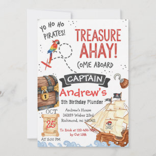 Convite de Aniversário Personalizado de Pirata