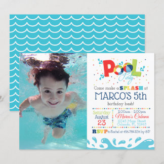 Convite de aniversário Personalizado de Piscina