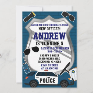 Convite de Aniversário Personalizado de Polícia Mo