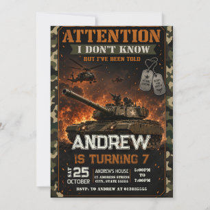 Convite de Aniversário Personalizado de Tanque Mil