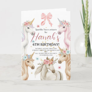Convite de Aniversário Personalizado de Unicórnio