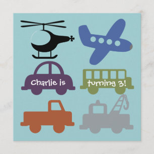 Convite de Aniversário Personalizado de Veículos