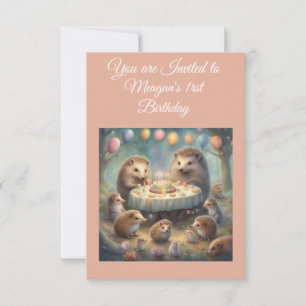 Convite de aniversário personalizado deouriço fofo