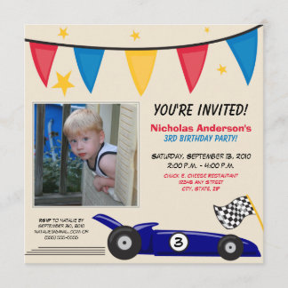 Convite de aniversário Personalizado do Carro Race