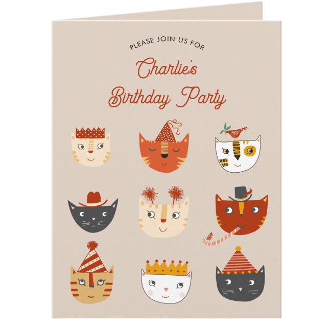 Convite de Aniversário Personalizado do Gato Diver (Fun kitty cat personalized birthday party invitation for animal lovers)