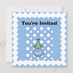 Convite de Aniversário Personalizado do Hippo Azul