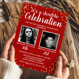 Convite de Aniversário Personalizado Dourado Verme