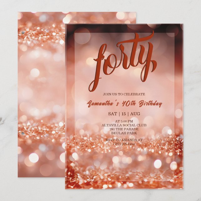 Convite de Aniversário Personalizado em Dourado Ro (Frente/Verso)