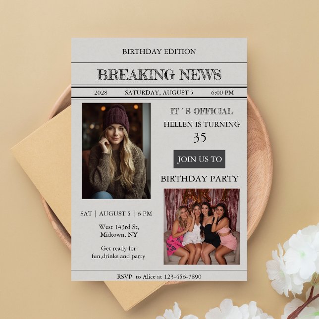 Convite de Aniversário Personalizado em Estilo de  (Criador carregado)