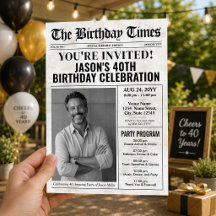 Convite de Aniversário Personalizado em Estilo Jor
