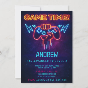 Convite de aniversário personalizado em néon para 