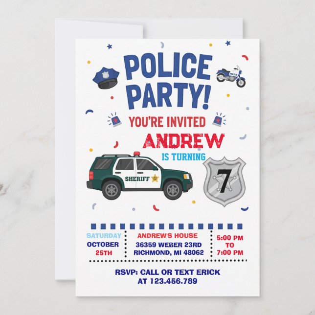 Convite de Aniversário Personalizado Moderno de Po (Frente)