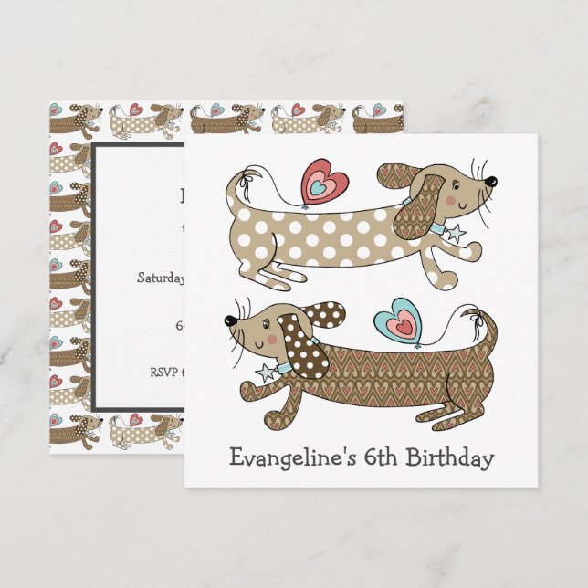 Convite de Aniversário Personalizado para Canina d (Frente/Verso)